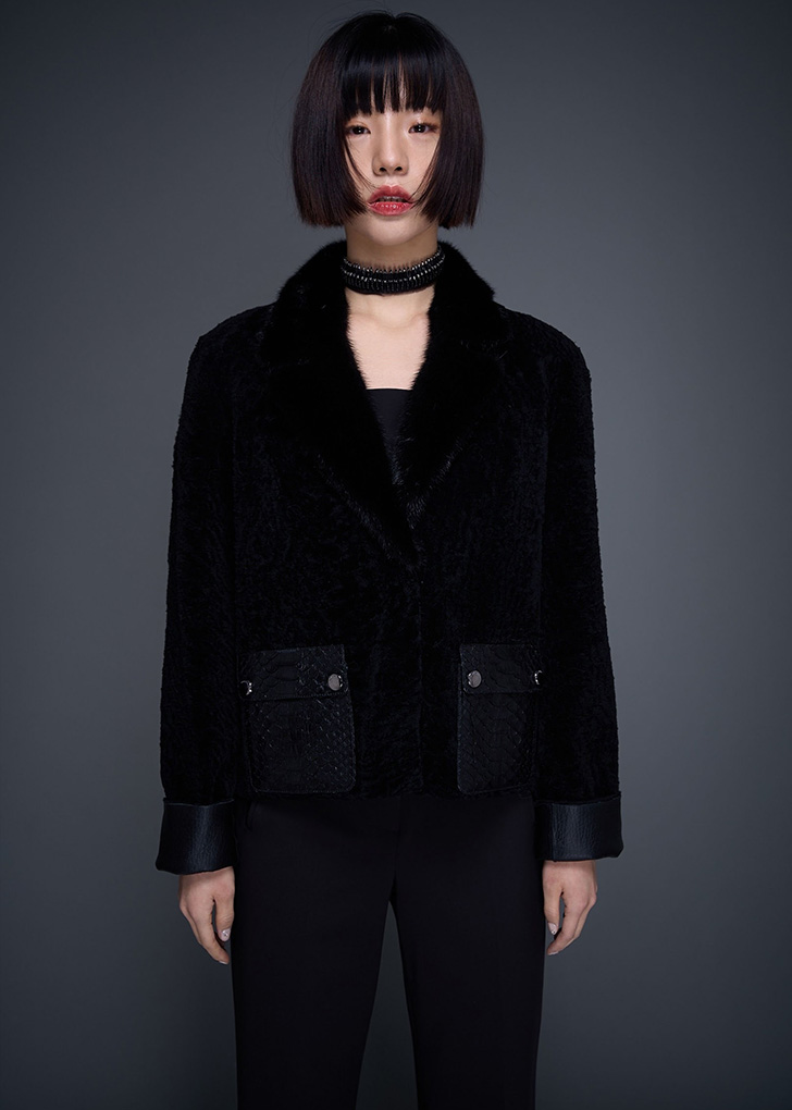 BLACK MINK LEATHER OUTER